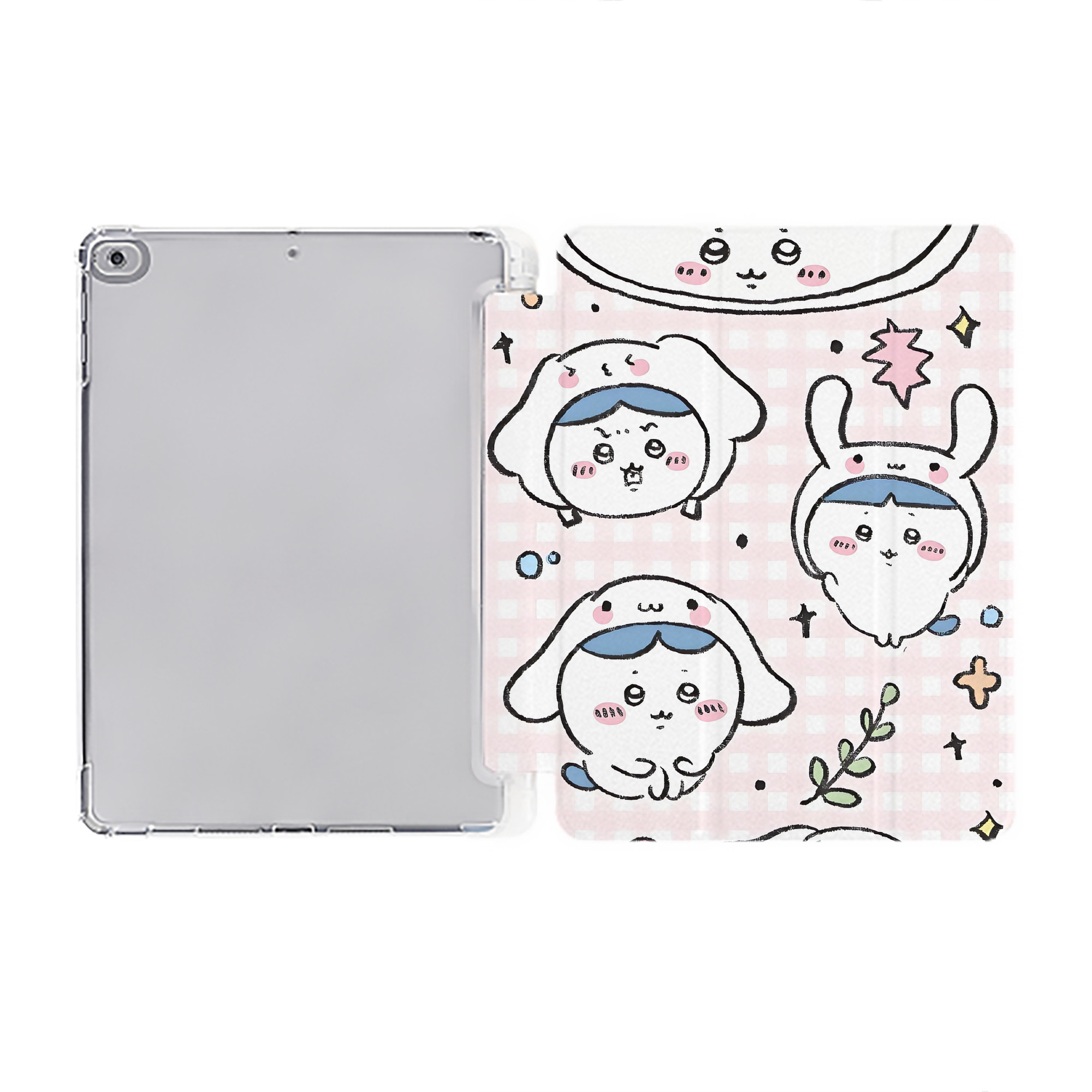 （画像用） ちいかわ Chii-kawa IPad ケース ペン収納付き 三つ折りスタンド PUレザー×シリコン 対応機種9.5/10.5/10.9インチ